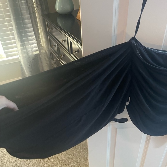 MARCELLA NYC Alana Top {$98} Black Straight Square Neck Off Shoulder Draped Lrg - Picture 5 of 10